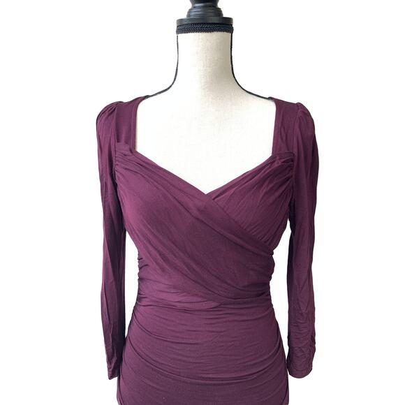 Plenty by Tracy Reese Criss Cross Ruched Dress in Port Size 4 - Picture 3 of 10